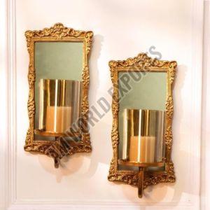 Ornate Golden Wall Sconce Candle Holder Set OF 2 Pcs