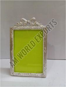 Ornate Silver Rectangular Photo Frame with Ribbon Detail
