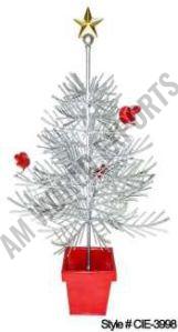 Tinsel Star Topped Cardinal Christmas Tree