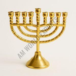 Traditional Golden Aluminum Menorah