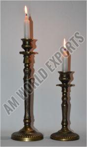 Traditional Ribbed Taper Candle Holder Set OF 2 Pcs