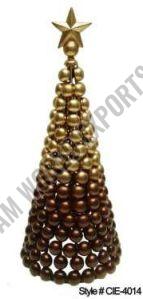 Iron Two Tone Beaded Christmas Tree, Color : Brown, Golden