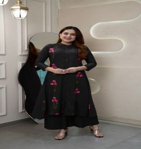 Designer Long Kurti and Palazzo Set, Brand Name : Saurya Life Style