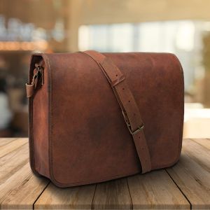 Plain Mens Side Leather Bag Medum