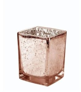 Soya Wax Square Silver Glass Candle for Decor, Ambient Lighting