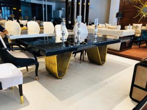 Marble SS Pvd Dining Table Set