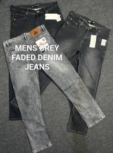 Men Grey Faded Denim Jeans