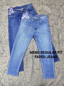 Mens Regular Fit Faded Jeans