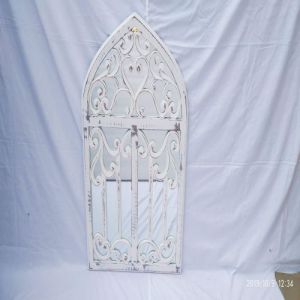 Arched Scroll Frame White Iron Accent Mirror