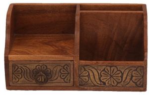 Decorative Wood Utility Organizer Floral Drawer Stand