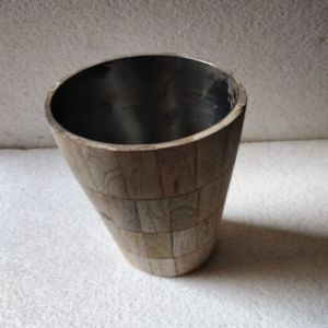 Decorative Wood Utility Vessel Tiled Cone Container