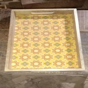 Floral Diamond Organizer Cheerful Symmetry Art Wooden Tray