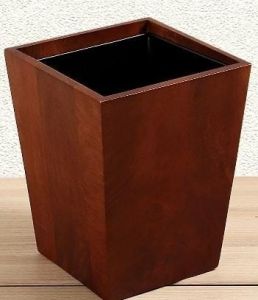 Rectangular Dark Interior Polished Wooden Bin, Shape : Rectangle