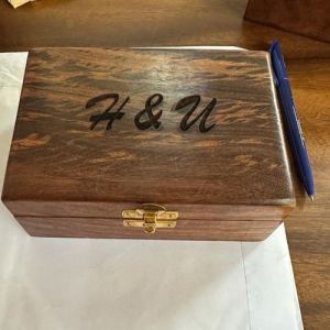 Rectangular Initials Wooden Box with Golden Latch