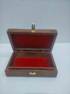 Rectangular Red Velvet Lined Wooden Box with Golden Latch