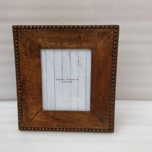 Rectangular Wooden Carved Beaded Border Photo Frame