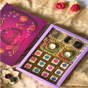 Festive Almond and Chocolate Diya Gift Box