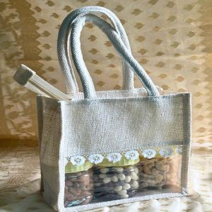 Nut And Chocolate Jute Gift Bag, Closure Type : Zip