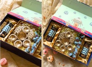 Peacock Diya and Nut Chocolate Gift Box