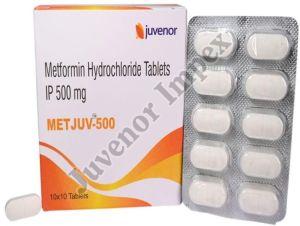 Metformin Hydrochloride 500mg Tablets, Brand Name : Metjuv-500