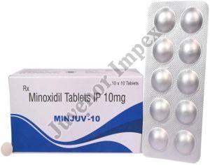 Minoxidil 10mg Tablets, Brand Name : Minjuv-10, Packaging Type : Box