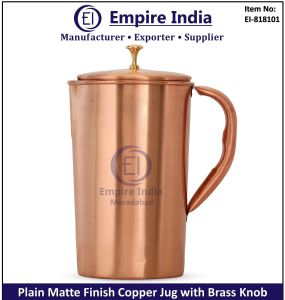 Plain Matte Finish Brass Knob Copper Jug