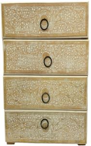 Artisan Mango Whitewash Floral Drawer Chest