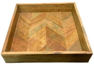 Chevron Pattern Wooden Serving Tray