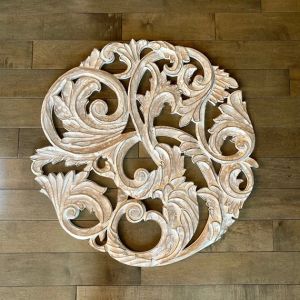 Decorative Resin Distressed White Leaf Scroll Accent Wall Panel