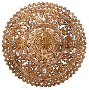 Decorative Sheesham Floral Leaf Motif Accent Wall Panel