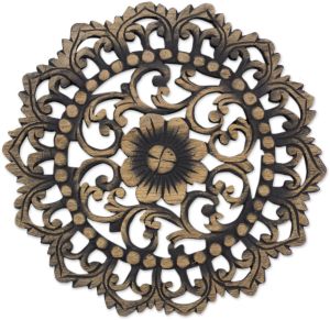 Decorative Sheesham Leaf Motif Accent Wall Panel