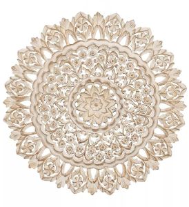 Decorative Sheesham Radiant Floral Leaf Motif Accent Wall Panel