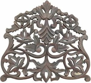 Decorative Sheesham Swirl Leaf Carved Accent Wall Panel