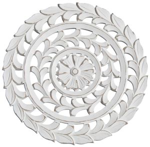 Decorative White Floral Orbit Wooden Wall Panel