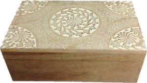 Decorative Wood Carved Floral Storage Box