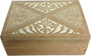 Decorative Wood Leaf Panel Keepsake Box