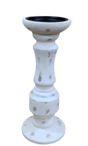 Distressed White Farmhouse Candle Pillar