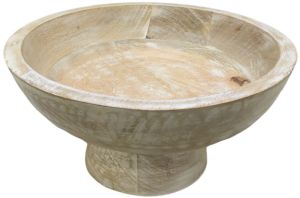 Elevated Grain Mango Wood Pedestal Bowl