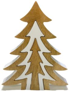 Layered Wood Christmas Tree with White Inlay