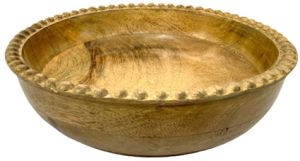 Mango Wood Beaded Rim Display Bowl