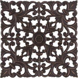 Ornamental Teak Floral Scrollwork Interior Wall Panel
