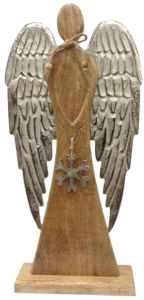 Spiritual Wood Angel Figurine with Snowflake Pendant