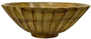 Vertical Groove Mango Wood Fluted Bowl