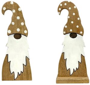 Whimsical Wood Santa Gnome Duo with Polka Dot Hats