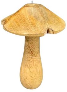 Wooden Carved Mushroom Sculpture with Cylindrical Top