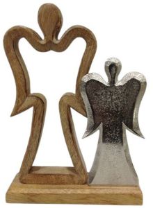 Wooden Dual Angel Sculpture