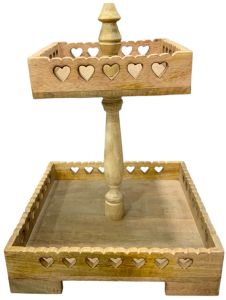 Wooden Heart Cut Display Tray