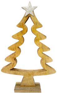 Zigzag Wood Christmas Tree with Silver Star Topper