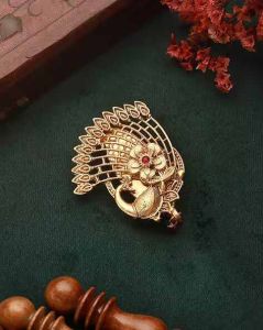 Antique Finish Stone Studded Brooch