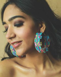 Multi Color Beaded Hoop Earring